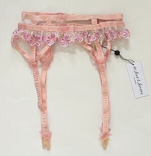 For Love & Lemons Floral Lace Garter Belt Pink Size Medium NEW
